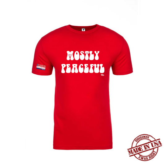 Mostly Peaceful T-Shirt (Red, White)